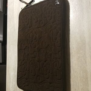 Vera Bradley Brown Quilted Floral Tech Sleeve